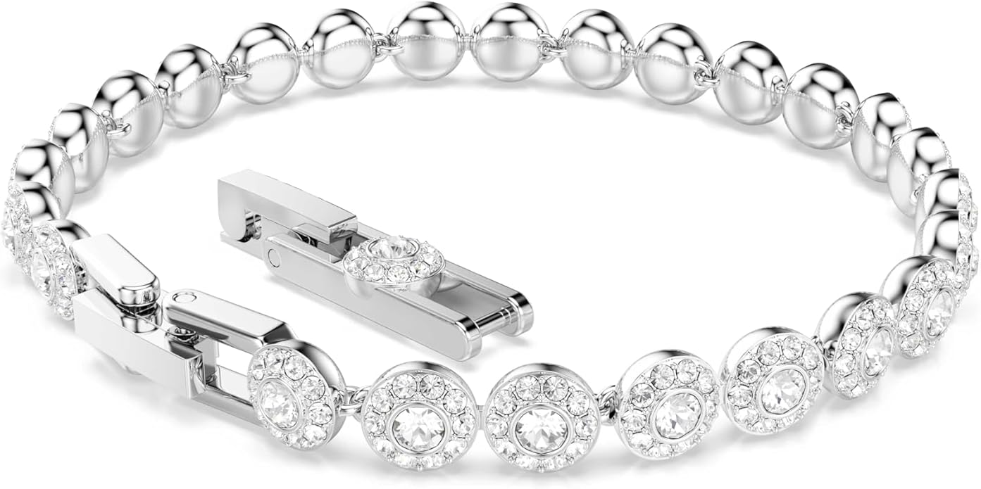 Swarovski Bransoletka Tennis Angelic, Szlif okrągły, Mała, Biała, Powłoka z rodu - obrazek 5