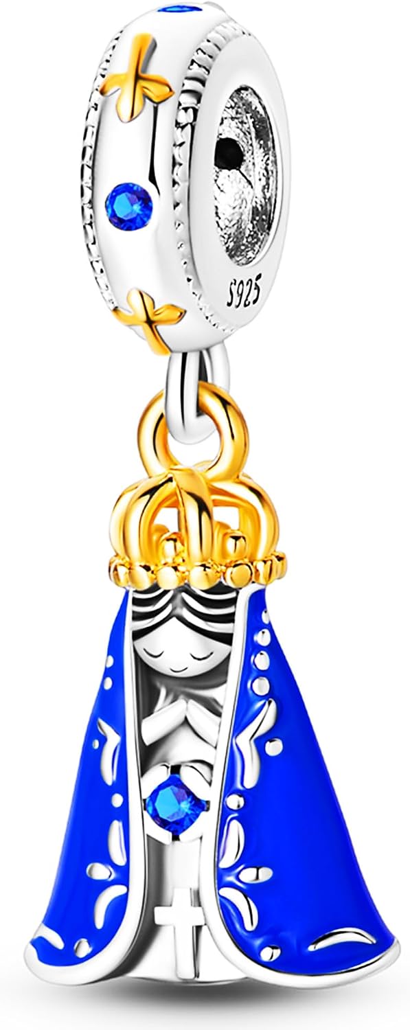 Zawieszka charms ze srebra próby 925, niebieski, księżyc, gwiazdy, słońce, krzyż, pierś, , Maria, Boho, koraliki, biżuteria do bransoletki, urocza bransoletka dla kobiet, dorosłych - obrazek 5