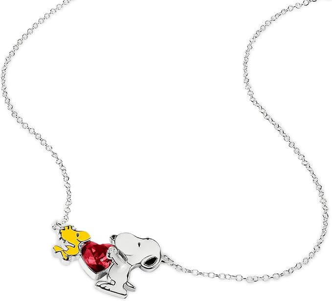 Peanuts Snoopy & Woodstock naszyjnik z zawieszką w kształcie serca NF00747SRPL-18.PH, Jeden rozmiar, Mosiądz, Bez kamieni szlachetnych - obrazek 3