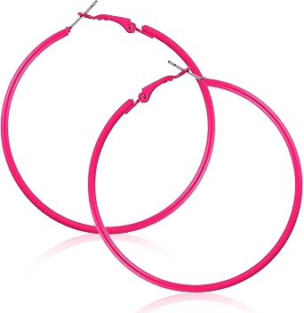 Tyqour Duże Cienkie Kolczyki Kreolki Lata 80 i 90, Minimalistyczne Okrągłe Kolczyki, Kolczyki Kreolki Damskie, Eleganckie Kolczyki na Zawieszkach dla Dziewcząt, na Imprezę, Ślub, 60 mm, 6 cm, Metal - obrazek 2