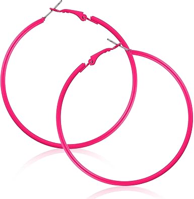 Tyqour Duże Cienkie Kolczyki Kreolki Lata 80 i 90, Minimalistyczne Okrągłe Kolczyki, Kolczyki Kreolki Damskie, Eleganckie Kolczyki na Zawieszkach dla Dziewcząt, na Imprezę, Ślub, 60 mm, 6 cm, Metal - obrazek 3