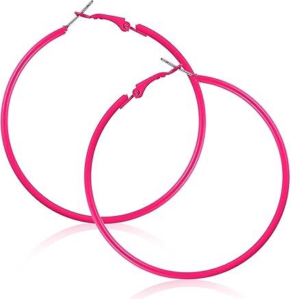 Tyqour Duże Cienkie Kolczyki Kreolki Lata 80 i 90, Minimalistyczne Okrągłe Kolczyki, Kolczyki Kreolki Damskie, Eleganckie Kolczyki na Zawieszkach dla Dziewcząt, na Imprezę, Ślub, 60 mm, 6 cm, Metal - obrazek 4