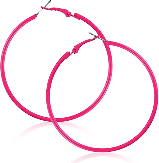Tyqour Duże Cienkie Kolczyki Kreolki Lata 80 i 90, Minimalistyczne Okrągłe Kolczyki, Kolczyki Kreolki Damskie, Eleganckie Kolczyki na Zawieszkach dla Dziewcząt, na Imprezę, Ślub, 60 mm, 6 cm, Metal - obrazek 6