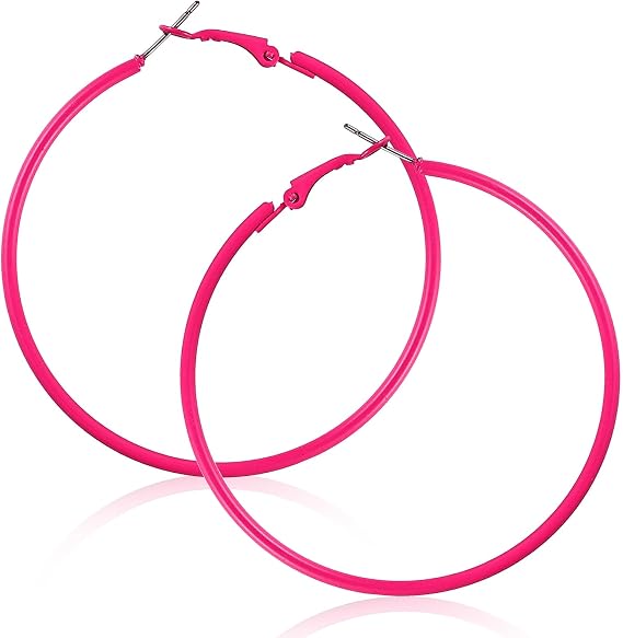 Tyqour Duże Cienkie Kolczyki Kreolki Lata 80 i 90, Minimalistyczne Okrągłe Kolczyki, Kolczyki Kreolki Damskie, Eleganckie Kolczyki na Zawieszkach dla Dziewcząt, na Imprezę, Ślub, 60 mm, 6 cm, Metal - obrazek 7