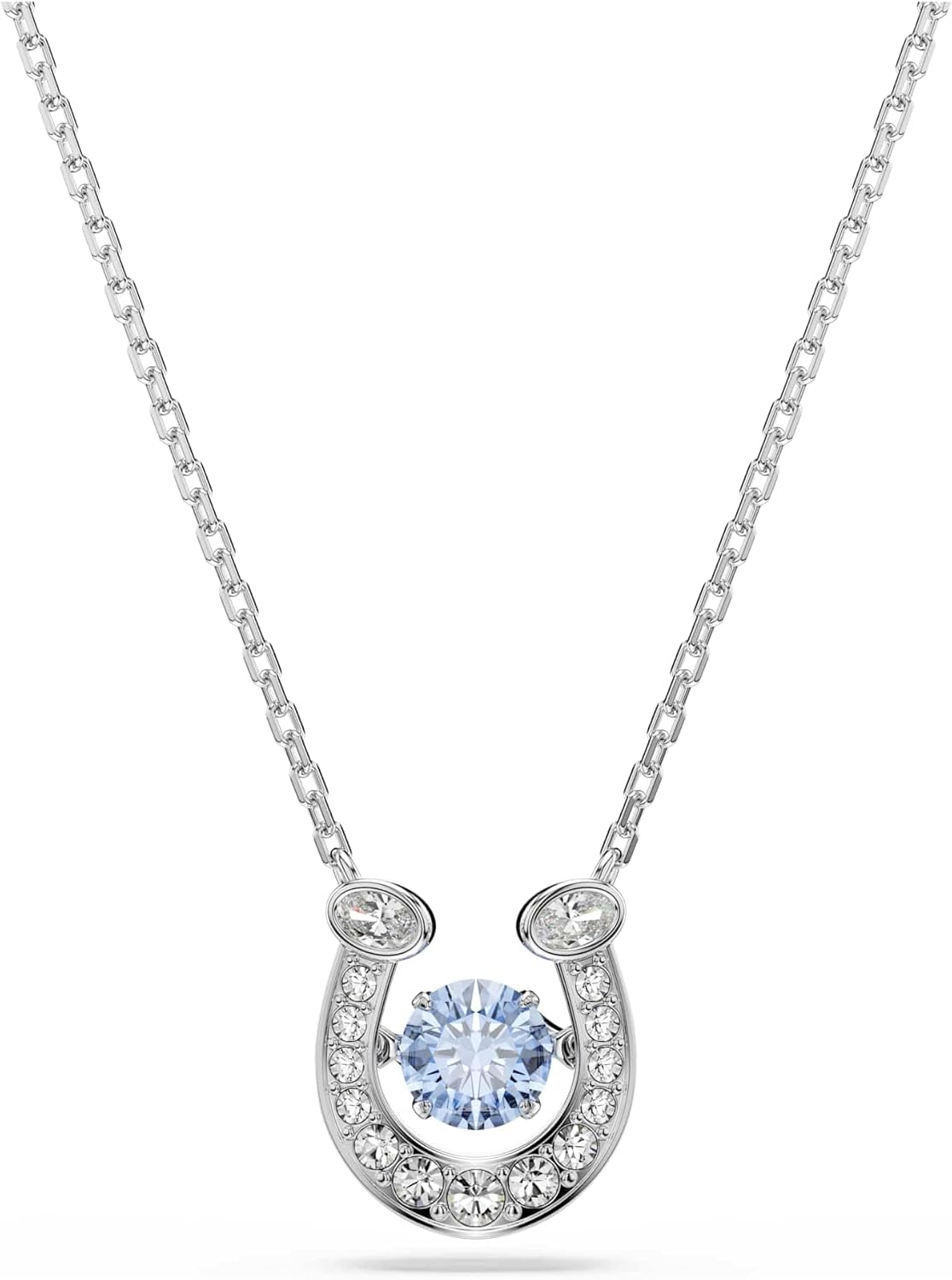 Swarovski Symbolica Kolekcja, Szlif okrągły, Pavé, Podkowa, Niebieski, Powlekany rodem - obrazek 2