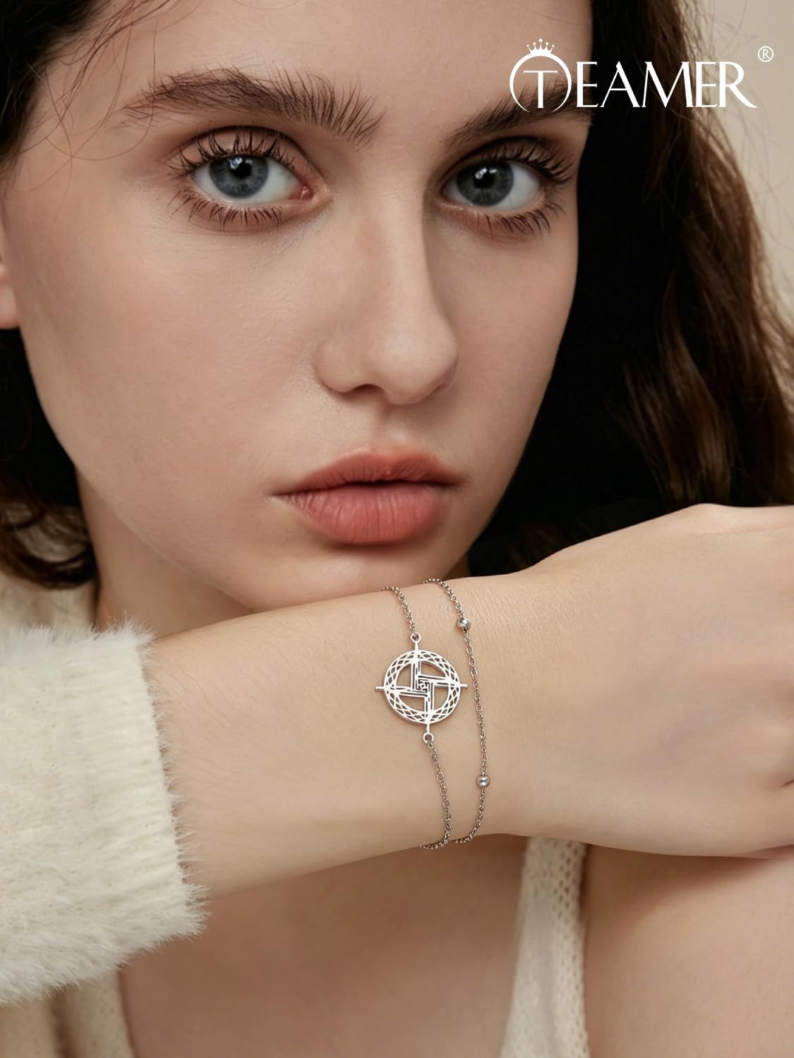 TEAMER Celtycki krzyż świętej Brygidy bransoletka dwuwarstwowy łańcuszek z koralików tradycyjny irlandzki krzyż św. Brygida bransoletka amulet irlandzki talizman biżuteria dla kobiet - obrazek 3