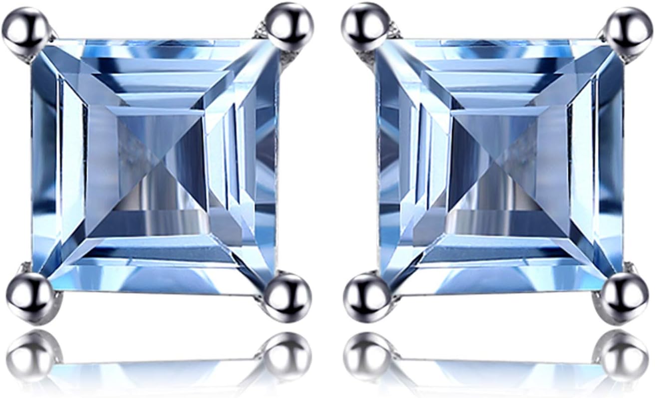 Jewelry Palace Kolczyki Kwadratowe Prawdziwy Ametyst, kolczyki sztyfty Srebro 925. - obrazek 4