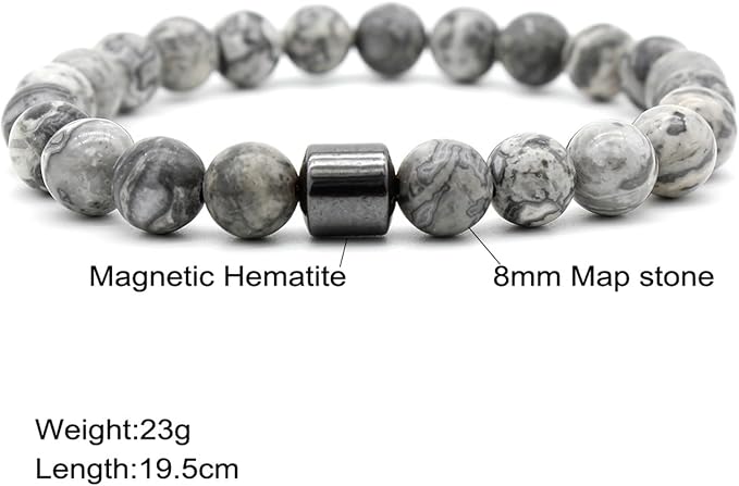2 sztuki 8 mm kamień naturalny dla mężczyzn i kobiet, biały, turkusowy/amfibolowy, bransoletka z pereł, możliwość układania w stos, rozciągliwa bransoletka - obrazek 3