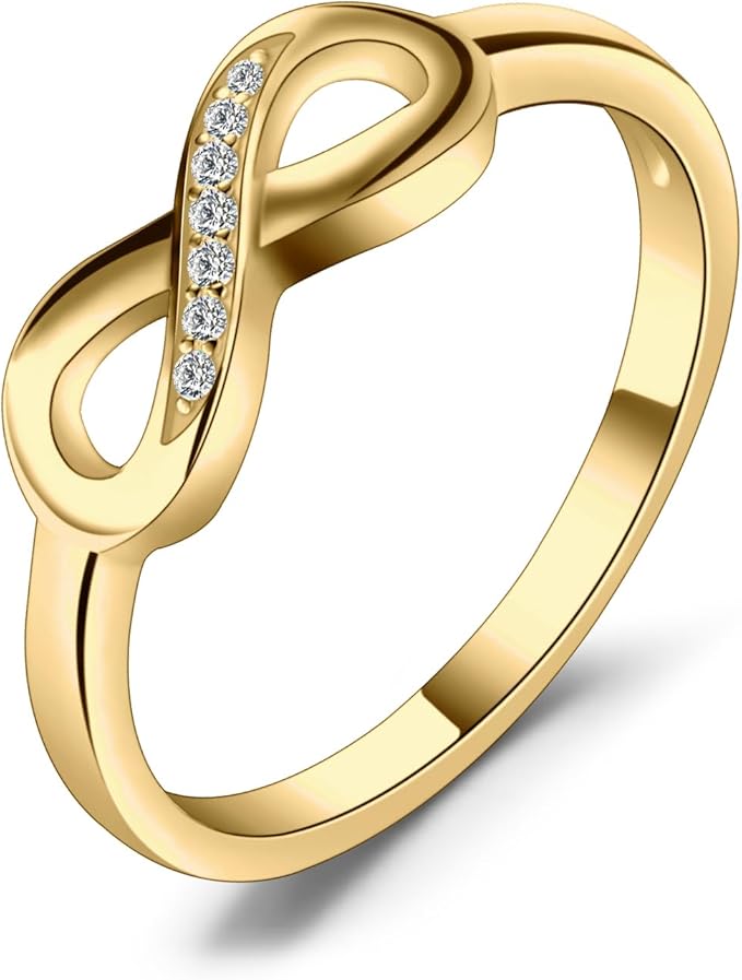 JewelryPalace Cyrkonia Nieskończony pierścionek damski pozłacany 14K żółte złoto, pierścionek zaręczynowy, pierścionki na rocznicę ślubu obietnica obrączka, biżuteria damska 59,5