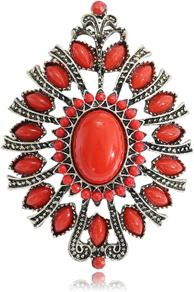 Turkusowa broszka przypinka dla kobiet mężczyzn barokowa owalna łezka przypinki vintage turkusowa boho zachodnia kowbojka sukienka akcesoria urodziny rocznica biżuteria prezent