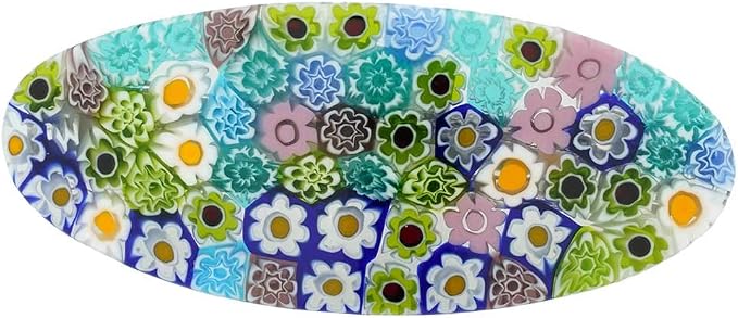 GlassOfVenice Murano Glass Millefiori owalna spinka do włosów – pastelowe - obrazek 2