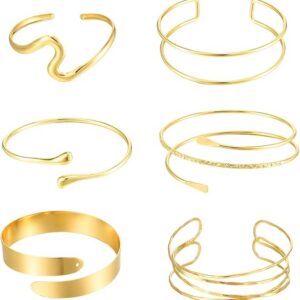 Cobee 6 sztuk bransoletek na ramię, 8 cm, regulowana bransoletka damska, minimalistyczna bransoletka w stylu boho, punk, kręcona, zestaw delikatnych bransoletek dla dziewcząt
