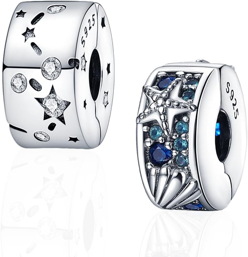HappyStar Wisiorek charms ze srebra próby 925 do bransoletek, wisiorek typu charms, dla kobiet, kompatybilny z europejskimi bransoletkami i łańcuszkami Pandora (z koralikami dystansowymi - obrazek 2