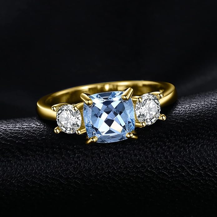 JewelryPalace 2ct prawdziwy naturalny niebieski topaz pierścionek dla kobiet, pierścionek zaręczynowy srebrne pierścionki 925, biżuteria na rocznicę ślubu dziewczęca różowe złoto - obrazek 4