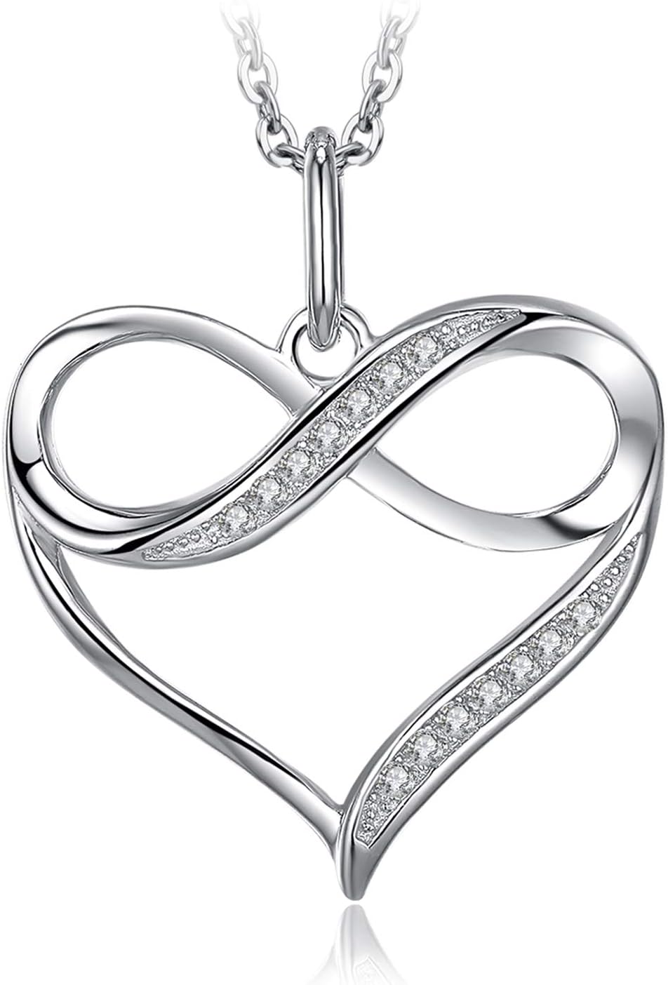 JewelryPalace Łańcuszek Miłość Serce Wisiorek Nieskończoność z Cyrkonią 45CM, Łańcuszki Srebrny Naszyjnik Damski Srebro 925 Łańcuszki Dziewczyny, Biżuteria Damska Różowe Złoto Złoto - obrazek 2