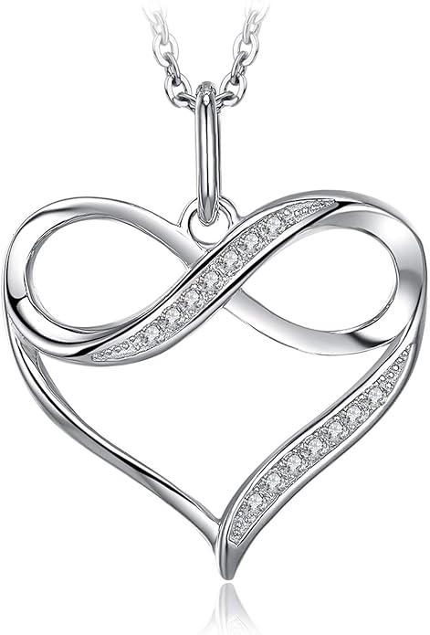 JewelryPalace Łańcuszek Miłość Serce Wisiorek Nieskończoność z Cyrkonią 45CM, Łańcuszki Srebrny Naszyjnik Damski Srebro 925 Łańcuszki Dziewczyny, Biżuteria Damska Różowe Złoto Złoto