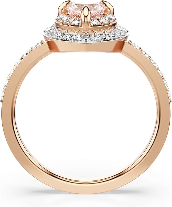 Swarovski One Kolekcja Pierścionek z motywem, Szlif w kształcie serca, Pavé, Serce, Różowy, Wykończenie z mieszanego metalu - obrazek 4