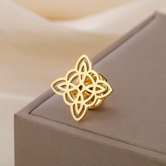 KKJOY Broszki ze stali nierdzewnej czarownica węzeł szpilka do klapy akcesoria odzieżowe biżuteria czary magiczny symbol dla kobiet mężczyzn (styl 2) - obrazek 6