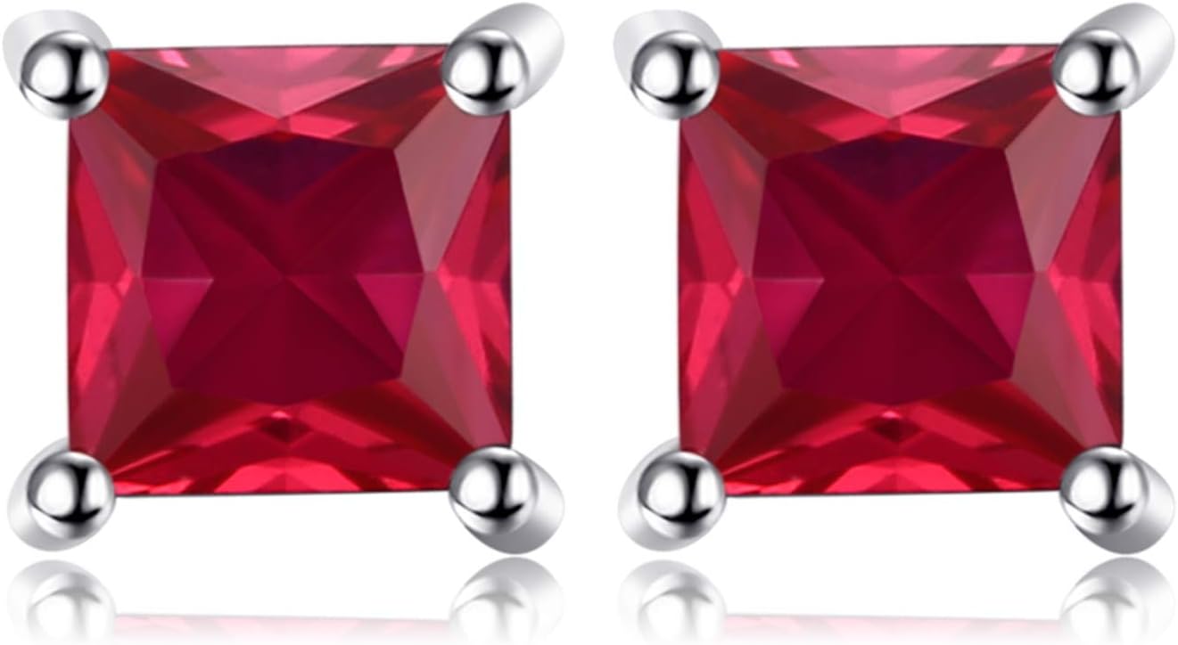Jewelry Palace Kolczyki Kwadratowe Prawdziwy Ametyst, kolczyki sztyfty Srebro 925. - obrazek 5