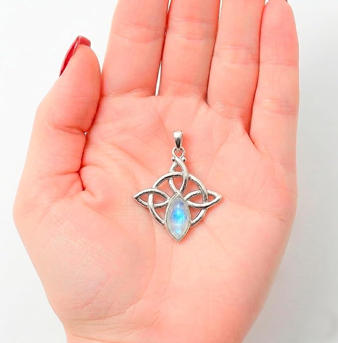 Only faith Wisiorek ze srebra wysokiej próby 925 z naturalnym kamieniem, spersonalizowany celtycki amulet ochronny, 2,5 cm, celtycki design - obrazek 3