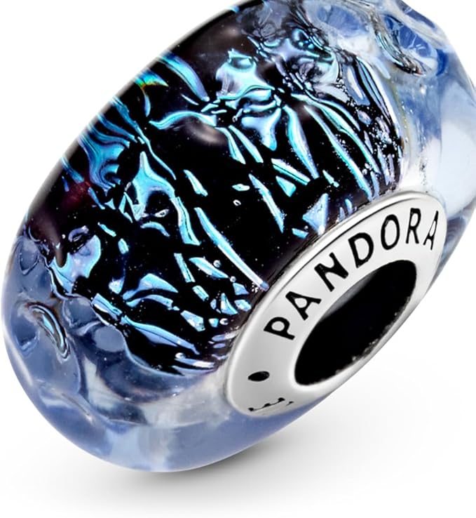 PANDORA Welliges dunkelblaues Ozean Murano-Glas Charm - obrazek 4