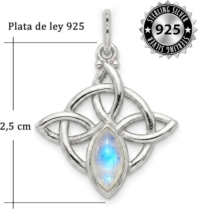 Only faith Wisiorek ze srebra wysokiej próby 925 z naturalnym kamieniem, spersonalizowany celtycki amulet ochronny, 2,5 cm, celtycki design - obrazek 4