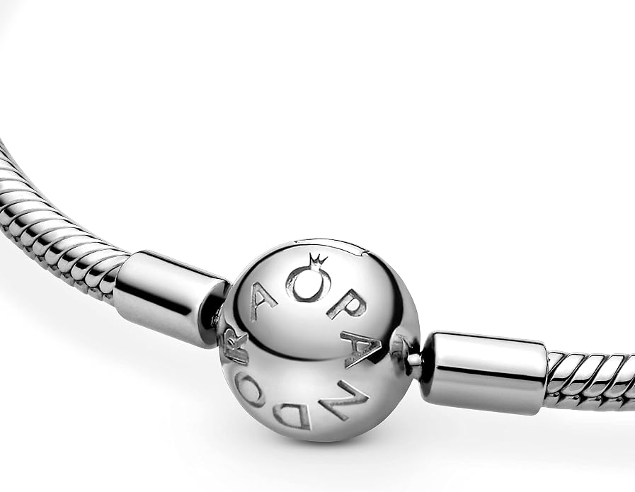 PANDORA Biżuteria – Smooth Moments bransoletka z zawieszką z łańcuszkiem wężowym – prezent dla niej – srebro wysokiej próby, Metal - obrazek 4