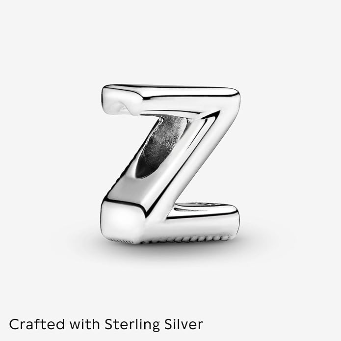 PANDORA Moments Buchstabe Z - wendbares Alphabet-Charm aus Sterling-Silber mit geprägten Herzen und Perlen an der Rückseite, kompatibel mit Armbändern aus der PANDORA Moments Kollektion, - obrazek 3