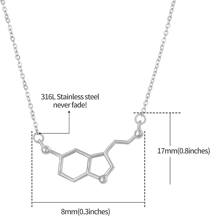 Made by Nami Naszyjnik Serotonina Damski Mol Stal Chirurgiczna 40cm Biżuteria Chemiczna - obrazek 6