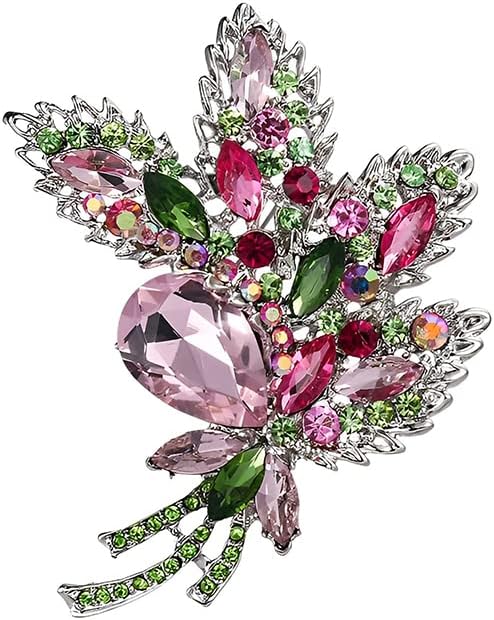 broszka z bukietem Rhinestone, broszka kwiatowa, broszka damska, na codzienną imprezę taneczną, kolację, przyjęcie urodzinowe itp. (różowy)