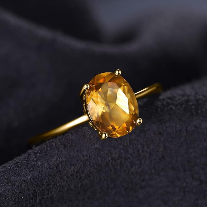JewelryPalace Klasa naturalny kamień szlachetny granat perydot ametyst cytryn niebieski topaz kamień urodzinowy soliter pierścionki zaręczynowe dla kobiet, rocznica 14-karatowe pozłacane srebro - obrazek 4