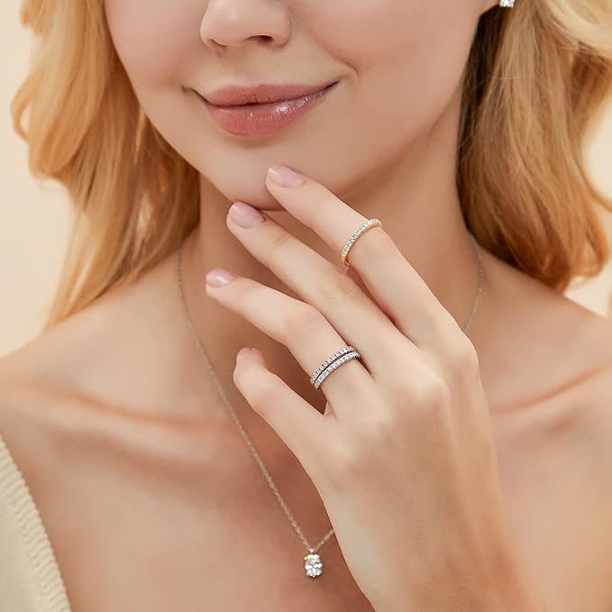 Zakk Eternity pierścionek damski, srebro próby 925, cyrkonia, pełna wieczność, wąski pierścionek zaręczynowy, obrączka ślubna, pamiątka, 2 mm, złoto, różowe złoto - obrazek 6