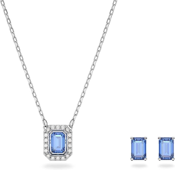 Swarovski Zestaw Millenia, Szlif ośmiokątny, Niebieski, Powłoka z rodu