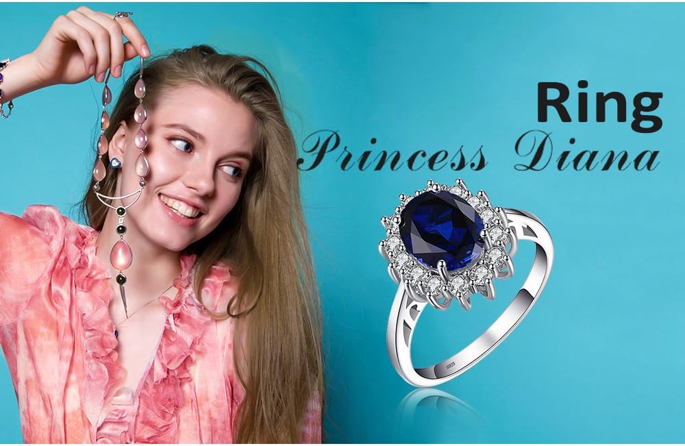 JewelryPalace Księżniczka Diana Szmaragd Szafir Topaz Ametyst Cytryn Granat Perydot Rubin Pierścionki, Pierścionek zaręczynowy Srebro 925 Biżuteria damska Rosegold Gold - obrazek 7