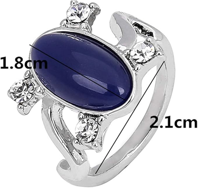 JinYu Zestaw 2 pierścionków unisex z motywem "Pamiętników wampirów" Elena Sapphire Crystal Daylight Ring i Katherine Sapphire Crystal wisiorek Daywalking naszyjnik, Metal, Szafir - obrazek 3