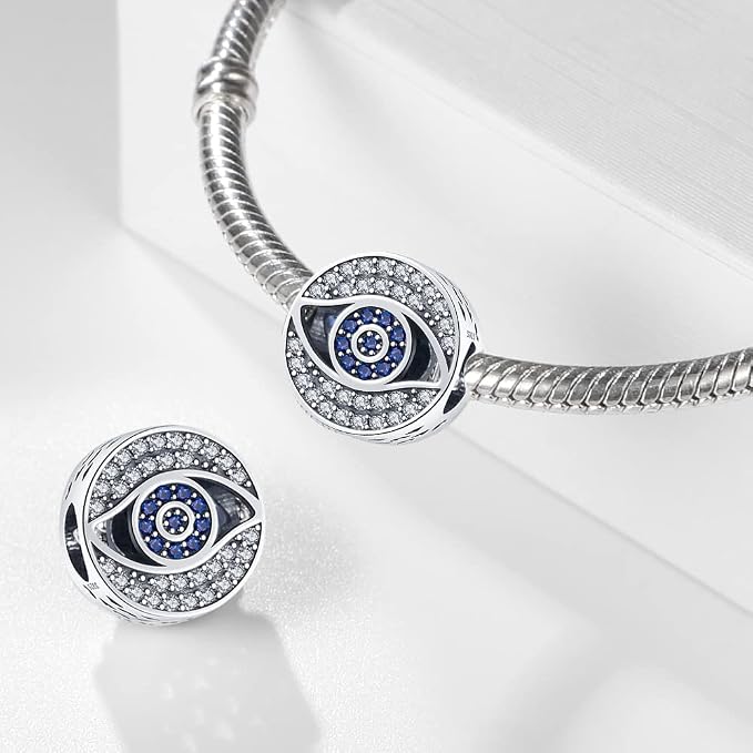 Charms Charms do bransoletek 925 Sterling Silver Devil's Eye Bransoletki srebrne damskie - obrazek 3