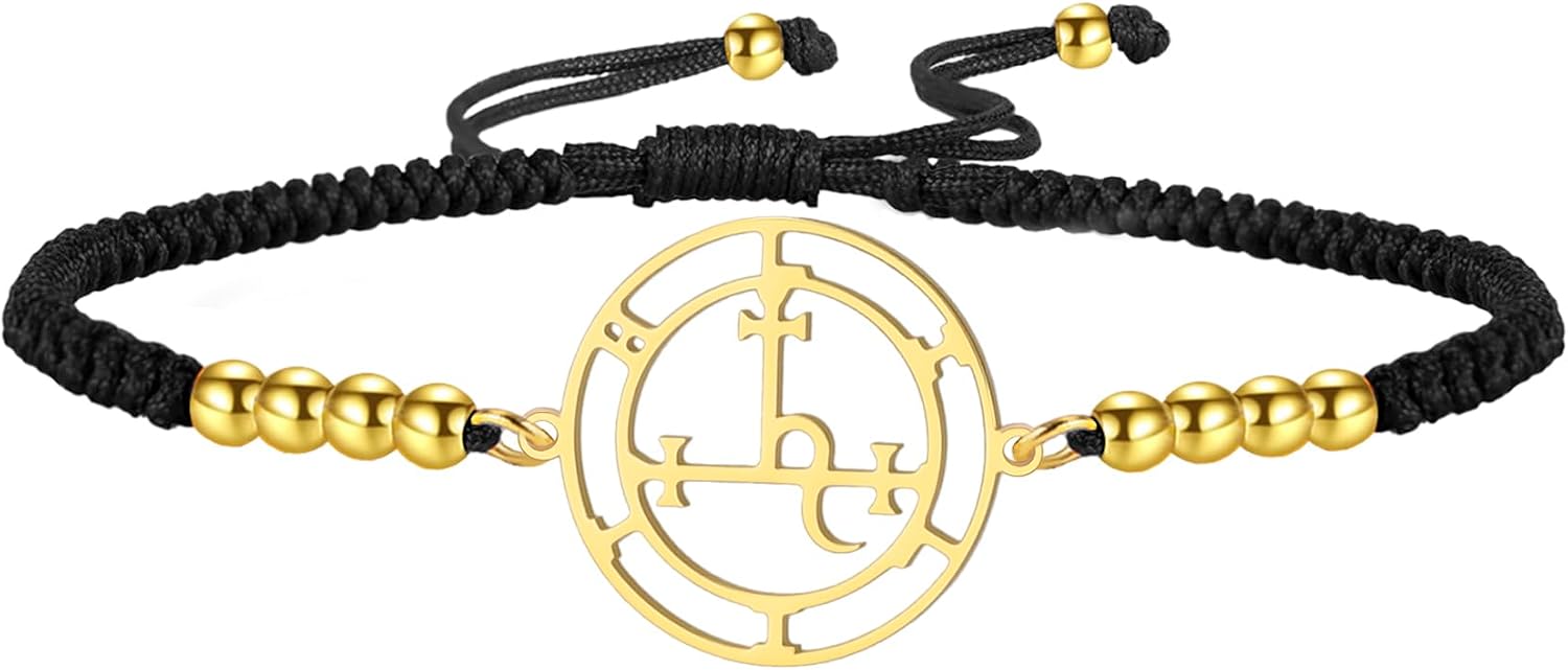 Sigil of Lilith bransoletka dla kobiet, ręcznie wykonana, pleciona lina, szczęśliwy czerwony sznurek, gotycki amulet, potrójny księżyc, , biżuteria, pogańska mitologia, czary, prezent - obrazek 6