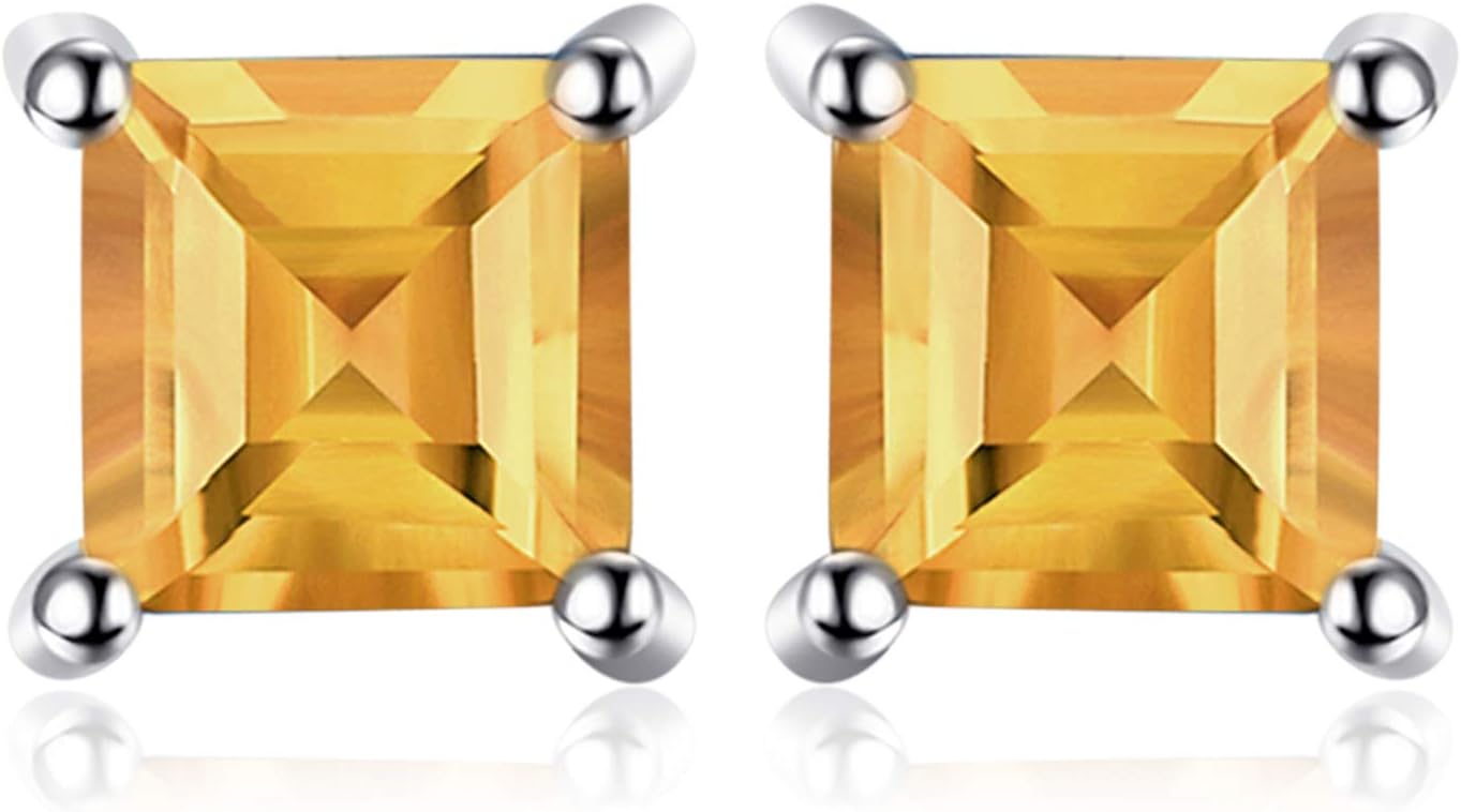 Jewelry Palace Kolczyki Kwadratowe Prawdziwy Ametyst, kolczyki sztyfty Srebro 925. - obrazek 2