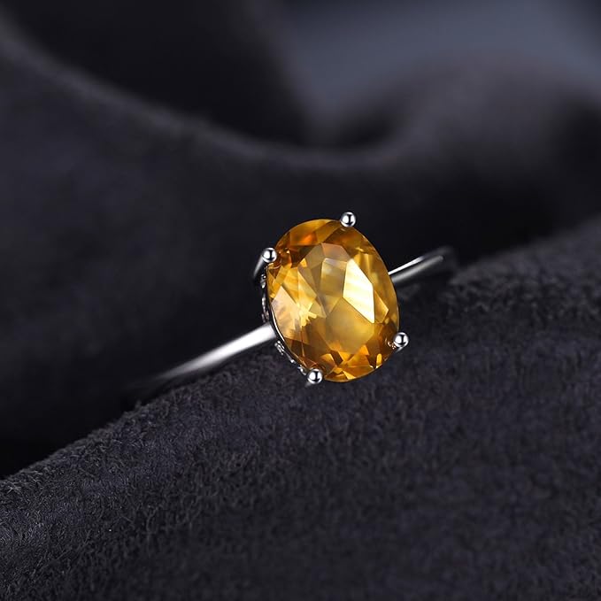 JewelryPalace Pierścionki damskie pozłacane 14-karatowym białym złotem, naturalny pomarańczowy cytryn, pierścionek zaręczynowy, pierścionek z okazji rocznicy dla kobiet, pierścionek zaręczynowy - obrazek 5