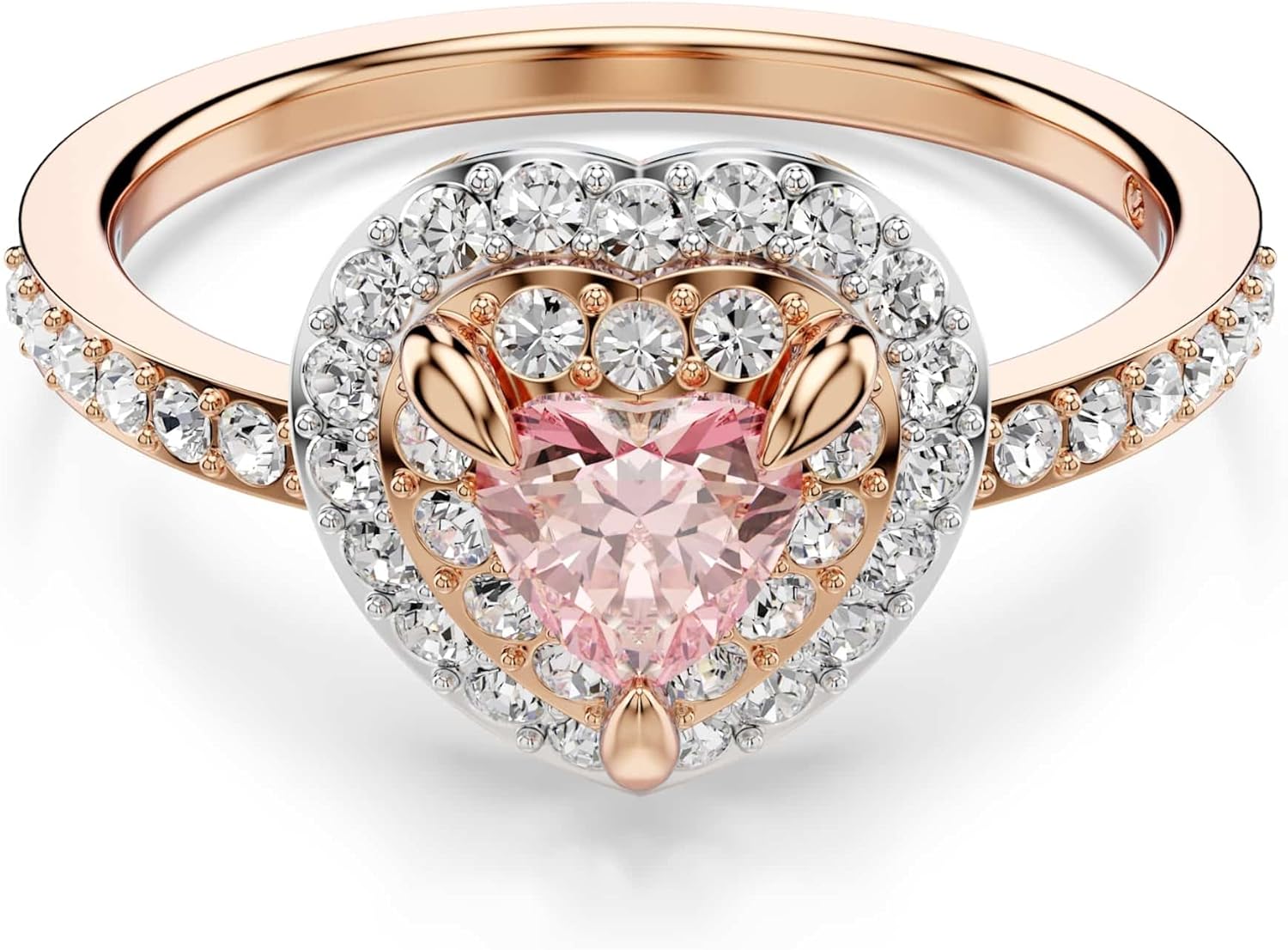 Swarovski One Kolekcja Pierścionek z motywem, Szlif w kształcie serca, Pavé, Serce, Różowy, Wykończenie z mieszanego metalu - obrazek 2