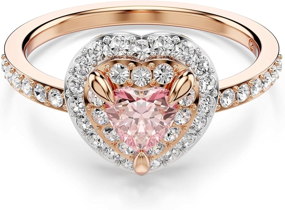 Swarovski One Kolekcja Pierścionek z motywem, Szlif w kształcie serca, Pavé, Serce, Różowy, Wykończenie z mieszanego metalu