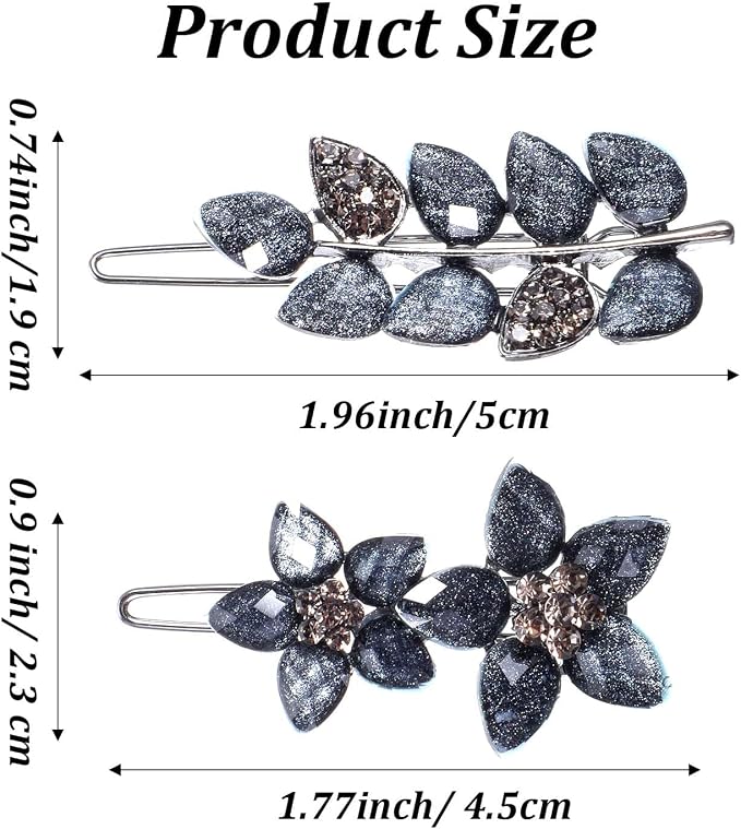 Francuska spinka do włosów w stylu vintage, stras, 2 sztuki, ekstrawaganckie spinki do włosów dla kobiet, kwiatowe spinki do włosów z kamieniami strasu, niebieskie, dekoracyjne ozdoby do włosów na - obrazek 2