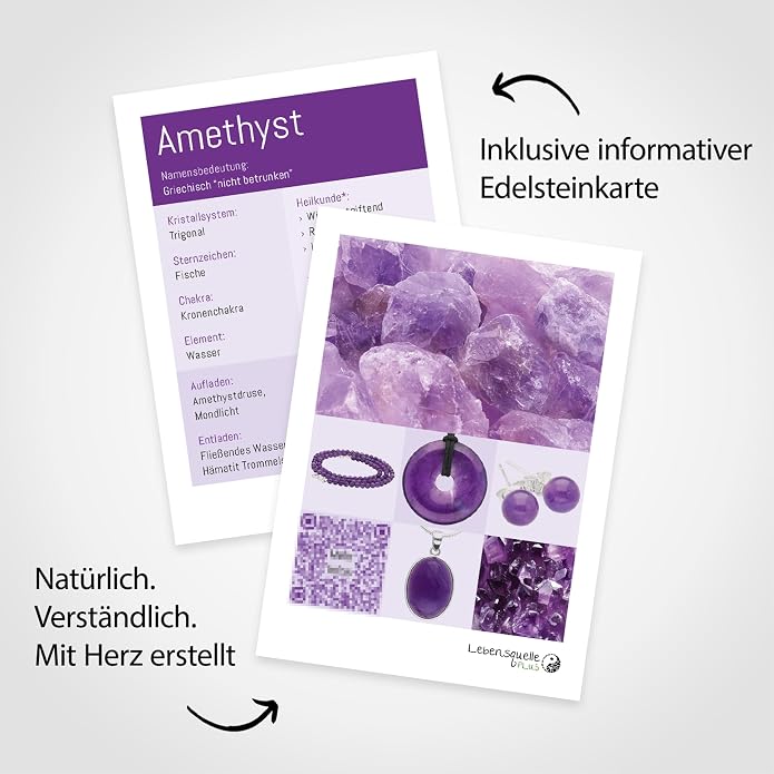 Ametyst druza wisiorek surowy kryształ oczko w kolorze złota, damski - obrazek 4