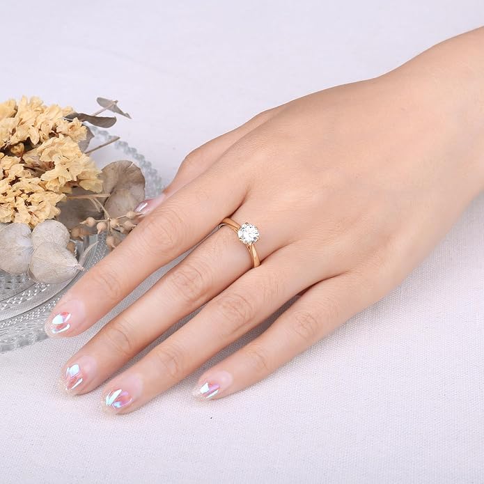 JewelryPalace 1ct 2ct 3ct okrągła cyrkonia pierścionek zaręczynowy damski pierścionek zaręczynowy srebro 925, obrączki różowe złoto - obrazek 5