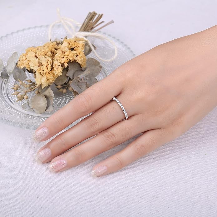 JewelryPalace Klasyczny pierścionek z cyrkoniami pierścionek wieczności obrączki damskie srebro 925, obrączka biżuteria damska z kamieniem - obrazek 5