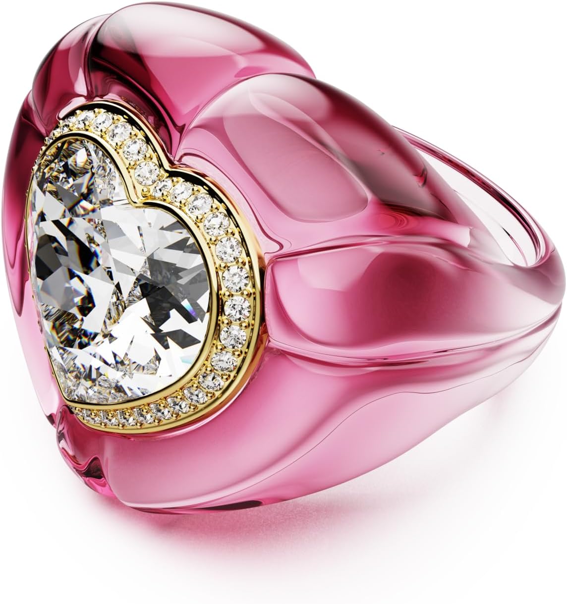 Swarovski Dulcis Kolekcja pierścionek koktajlowy, szlif serce, pavé, serce, różowy - obrazek 2