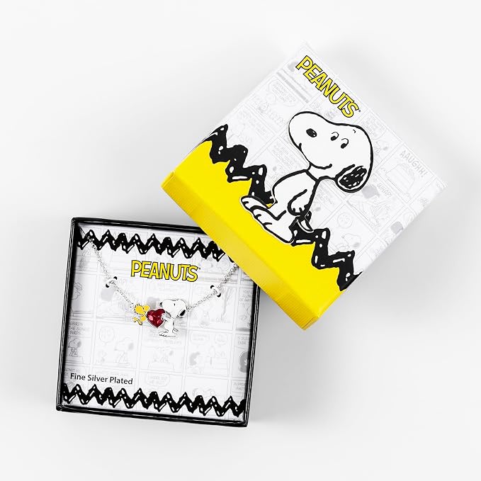 Peanuts Snoopy & Woodstock naszyjnik z zawieszką w kształcie serca NF00747SRPL-18.PH, Jeden rozmiar, Mosiądz, Bez kamieni szlachetnych - obrazek 4
