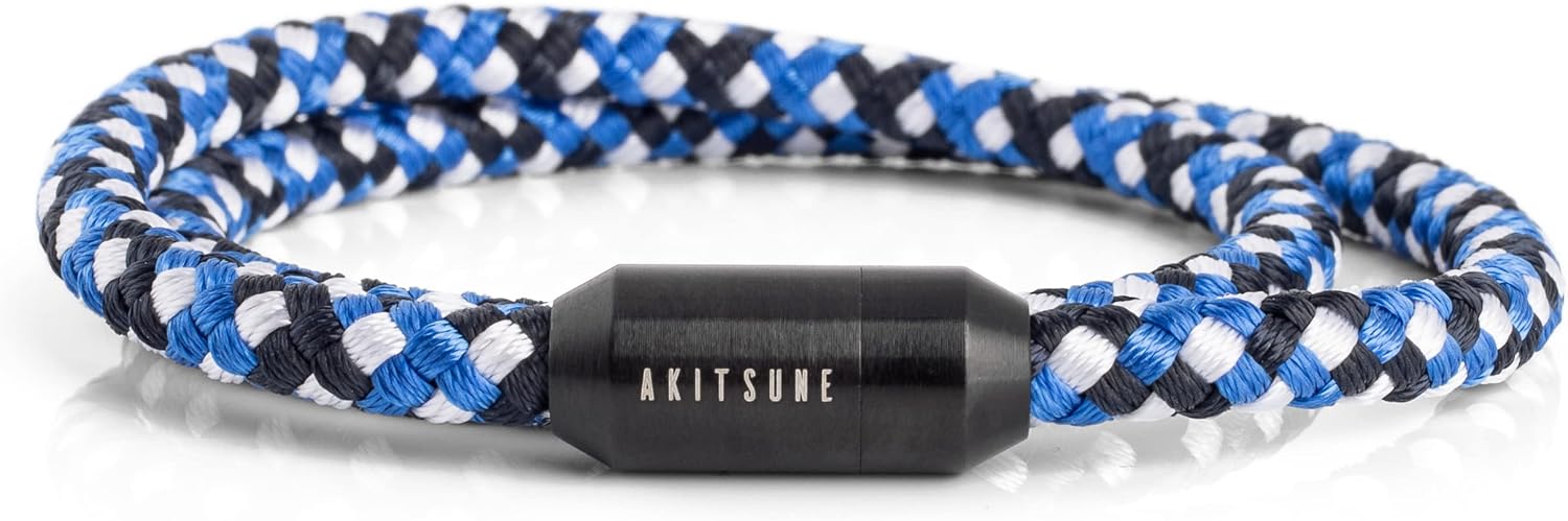 Akitsune Bransoletka nylonowa z liny żeglarskiej Mare | szerokość 5 mm | magnetyczne zapięcie kapsułki podwójnie owinięte kobiety mężczyźni morskie - obrazek 5