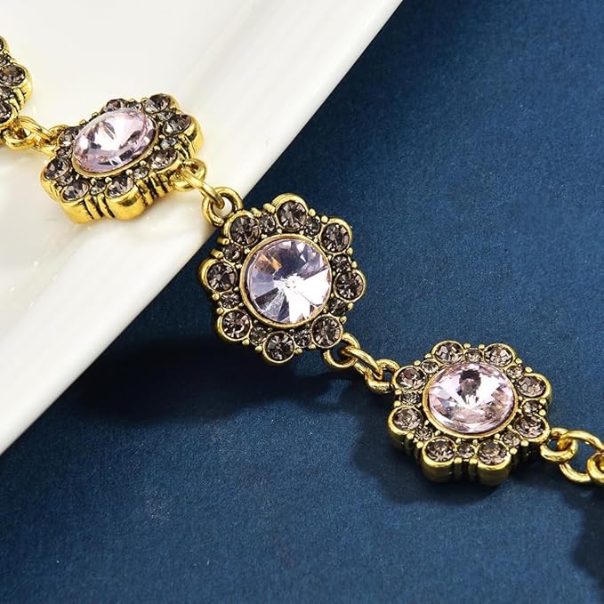Damska Zawieszka Do Torebki Z Kwiatami I Różowymi Kryształami, Złoty Łańcuszek Typu Charms, Breloczek Do Kluczy, Łańcuszek Do Portfela I Spodni, Styl Vintage, Estetyczne - obrazek 7