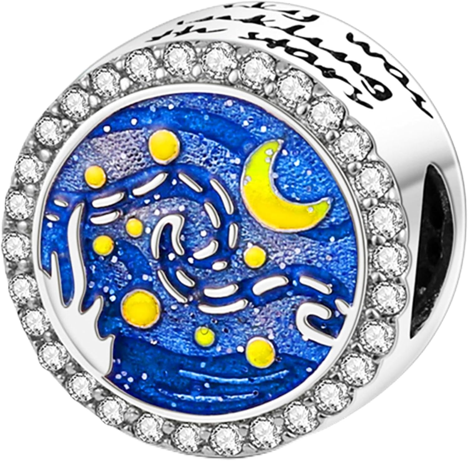Zawieszka charms ze srebra próby 925, niebieski, księżyc, gwiazdy, słońce, krzyż, pierś, , Maria, Boho, koraliki, biżuteria do bransoletki, urocza bransoletka dla kobiet, dorosłych - obrazek 2